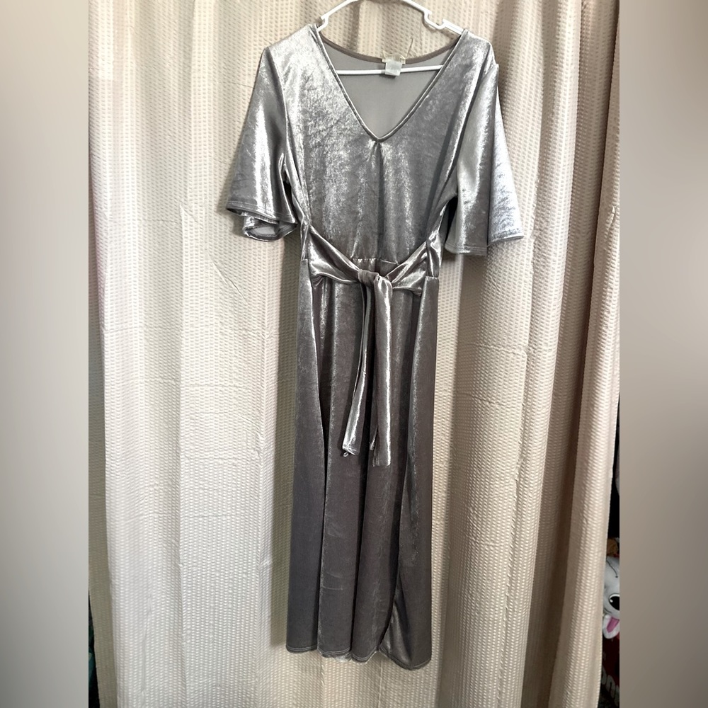 Silver Velvet Dress NWOT